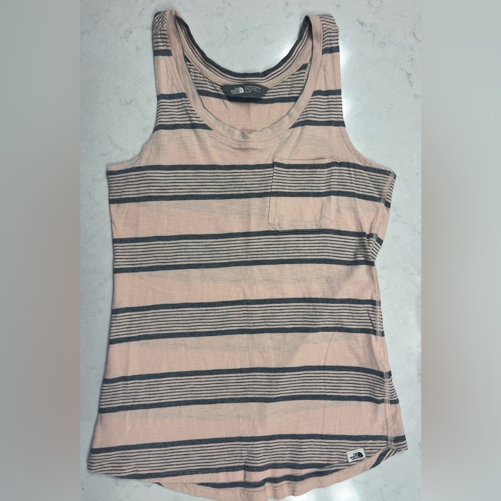 The North Face Light Pink and Gray Striped Tank, XS
